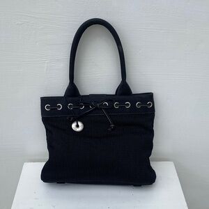 The Sak Black Knit Hand Bag with Silver Accent